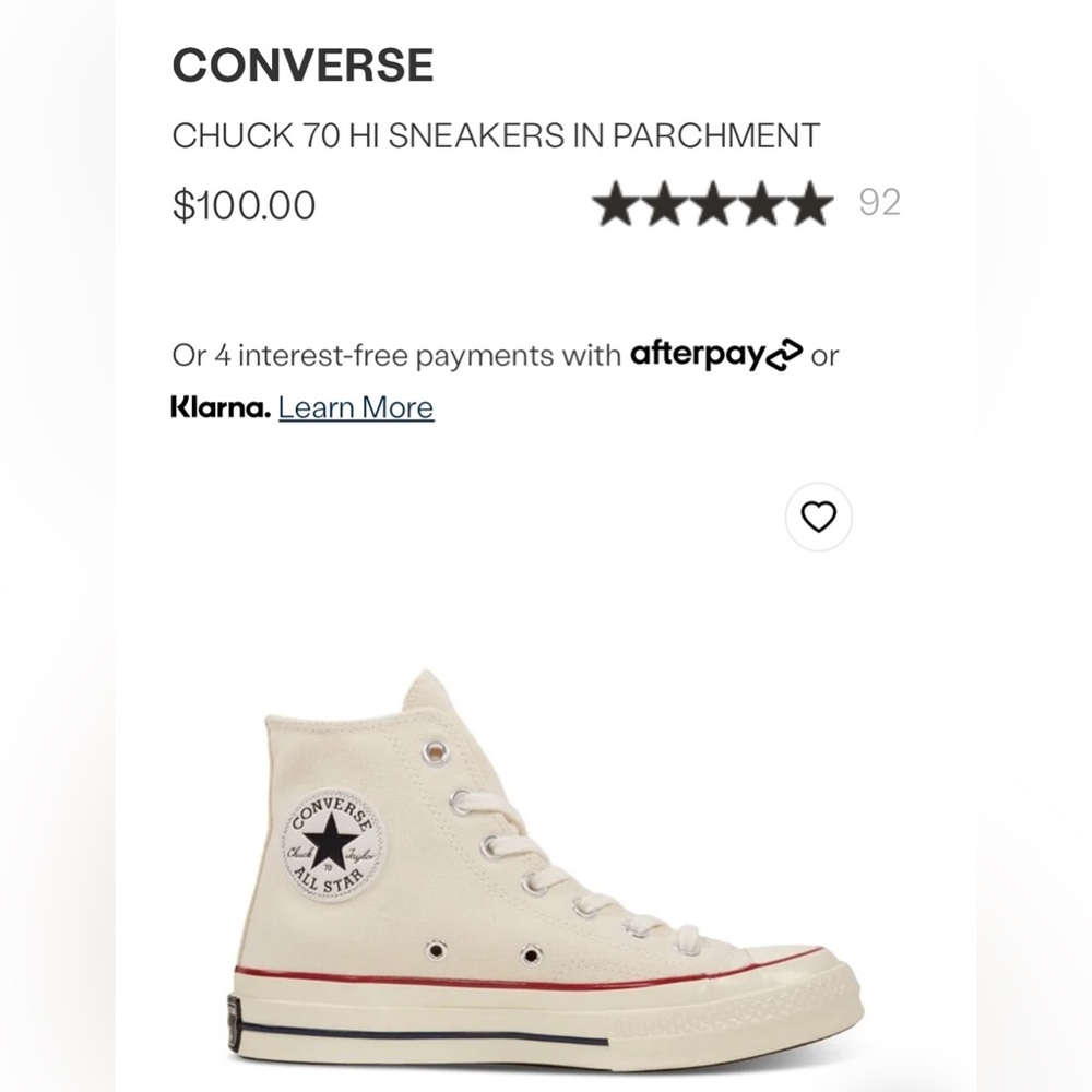 The Original All-Star. The Chuck 70 in parchment size 8 like new